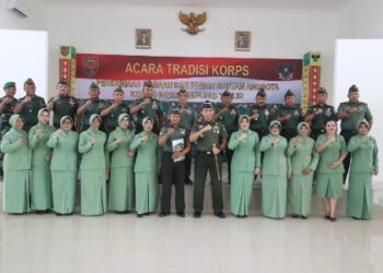 Kodim 0429/Lamtim Gelar Tradisi Korps Raport Penerimaan Perwira Baru Dan Anggota Pindah Satuan