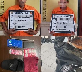 Dua Pelaku Bongkar Konter Ponsel Ditangkap Polsek Tapung