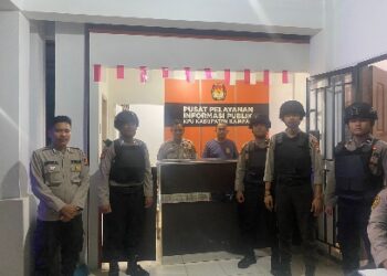 Personel Samapta Polres Kampar Patroli Kantor KPU dan Bawaslu Kampar