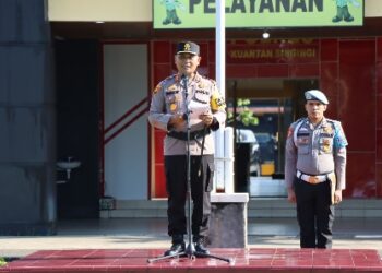Kapolres Kuansing Pimpin Upacara Sertijab Wakapolres, Kasatsamapta dan pelantikan Kasatlantas Polres Kuansing