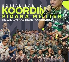 Aspidmil Kejati Riau Melakukan Sosialisasi Koordinasi Bidang Pidana Militer ke Wilayah Hukum Kab. Kuantan Singingi