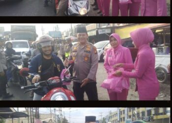 Keluarga Besar Polsek Siak Hulu Berbagi 50 Takjil Kepada Pengguna Jalan Raya Tertib Berlalu Lintas