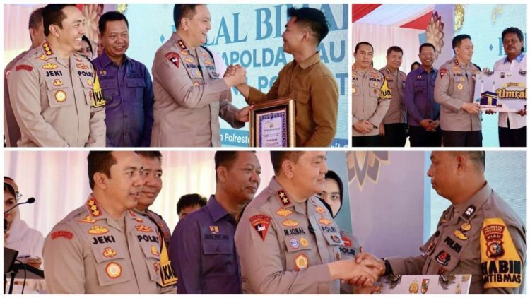 Kegiatan Halal Bihalal di Polresta Pekanbaru yang dipimpin Kapolda Riau,2 Personil Dapat Tiket Umroh dari Kapolda