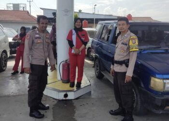 Polsek Kuantan Tengah Lakukan Patroli untuk Cegah Praktik Kecurangan di SPBU Sungai Jering