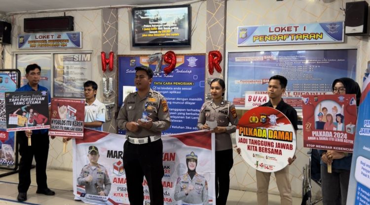 Komitmen Personil satlantas Polres Pelalawan Lakukan Cooling System Pilkada tahun 2024 di Mall Parama Satwika SATPAS SIM 0921 Polres Pelalawan