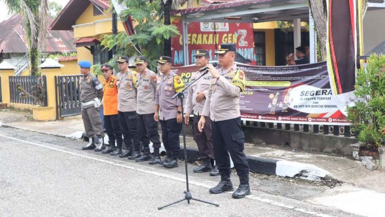 Polres Kuansing Gelar Apel Pengamanan Rapat Umum Paslon Bupati dan Wakil Bupati Kuansing Nomor Urut 2