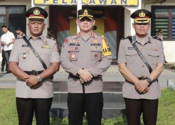Kapolres Pelalawan Pimpin Upacara Serah Terima Jabatan Kabag Ops Polres Pelalawan