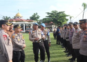 Kapolres Pelalawan Pimpin Apel Kesiap Siagaan Antisipasi Arus Balik