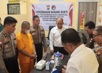 Polres Meranti Gelar Pemusnahan Barang Bukti Narkotika 78,87 gram