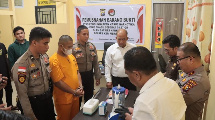 Polres Meranti Gelar Pemusnahan Barang Bukti Narkotika 78,87 gram