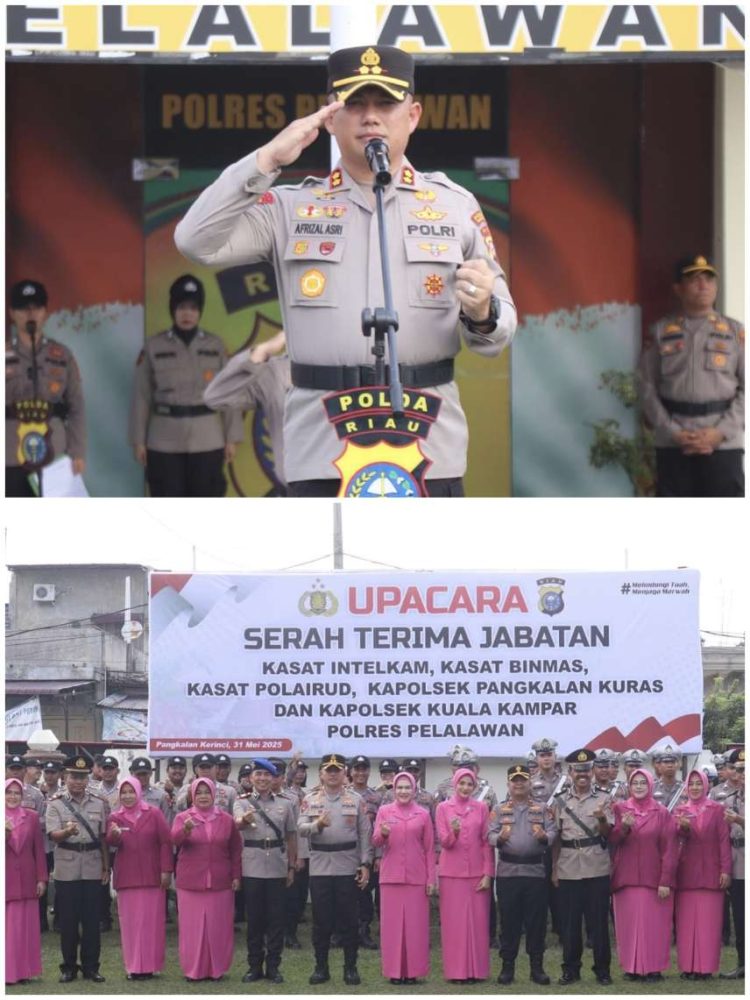 Kapolres Pelalawan Pimpin Upacara Serah Terima Jabatan Sejumlah Perwira ini daftarnya