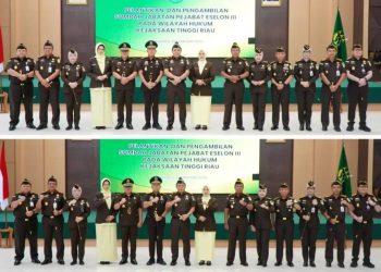 Kejati Riau Melantik dan Mengambil Sumpah Jabatan Pejabat Eselon III di Wilkum Kejati Riau