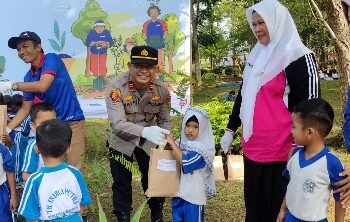 Polsek Lirik Taja Lomba Mewarnai Tingkat TK dan Penghijauan serta Kenalkan Pojok Baca
