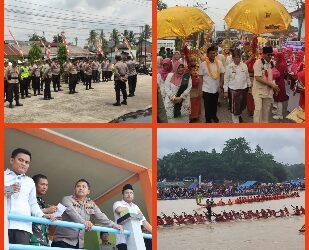 Sebanyak 79 Personil Polres Kuansing Diturunkan Untuk Mengamankan Giat Pestival Pacu Jalur Event Kebudayaan Di Kec Kuantan Hilir Kab Kuantan Singingi