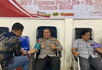 Sambut HUT Humas Polri ke -72 Polres Pelalawan Gelar Aksi Donor Darah di Aula Teluk Meranti