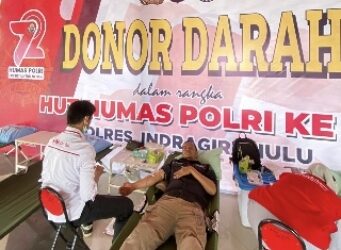 HUT Humas Polri ke 72 Personil Polres Inhu Menggelar Kegiatan Donor Darah 