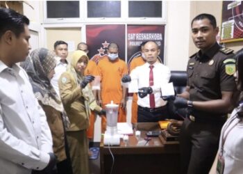 Satresnarkoba Polres Kuansing Menggelar Pemusnahan Barang Bukti Narkotika Jenis Sabu Dengan Berat 78,49 Gram
