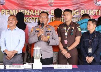 Polsek Sei Mandau Polres Siak Gelar Pemusnahan Barang Bukti Narkoba