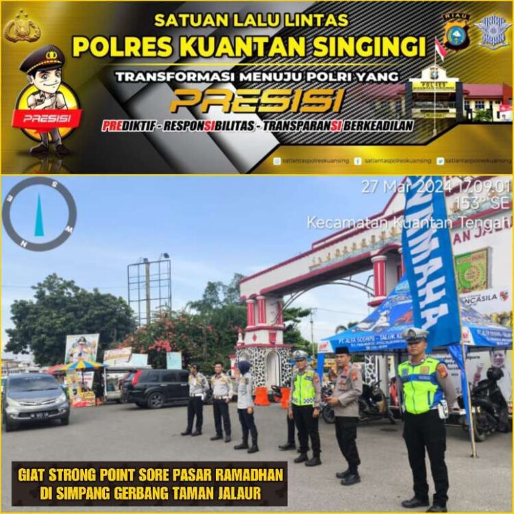 Sat Lantas Polres Kuansing Gelar Patroli Sore dan Pengaturan Lalin di Pasar Ramadhan