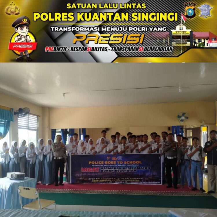 Sat Lantas Polres Kuansing Bersama ISDC Gelar Program Police Go To School di SMAN 1 Gunung Toar
