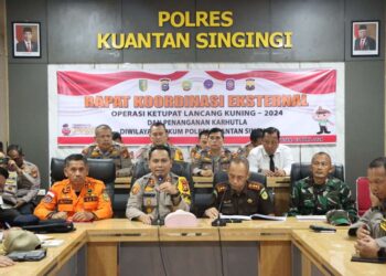 Polres Kuansing Gelar Rapat Koordinasi Lintas Sektoral untuk Persiapan Operasi Ketupat Lancang Kuning 2024 dan Penanganan Karhutla