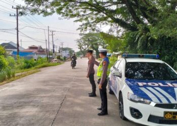 Personel Pospam dan Posyan Polres Inhu aktif Patroli Titik Rawan Laka