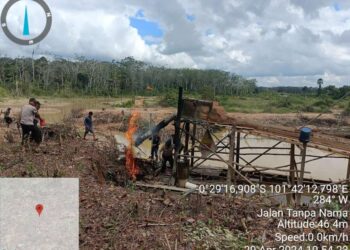Lagi dan lagi Polsek Kuantan Hilir Berhasil Musnahkan 3 Unit PETI di Desa Kasang Limau Sundai