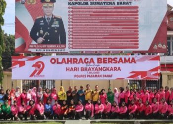 Polres Pasaman Barat Gelar Olah Raga Bersama Forkopimda Hari Bhayangkara ke 79