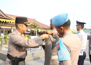 Wakapolres Inhu Pimpin Apel Gelar Pasukan Operasi Patuh Lancang Kuning 2025