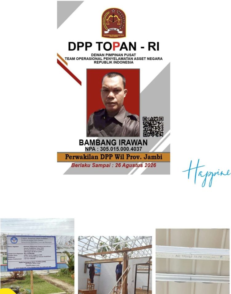 Rehab SMP Negeri 7 Muaro Jambi Asal Jadi Temuan DPP TOPAN RI Jambi Minta APH Periksa