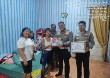 Satlantas Polres Kuansing Gelar Salurkan Bantuan kepada Korban Laka Lantas dalam Rangka HUT Lantas ke-70