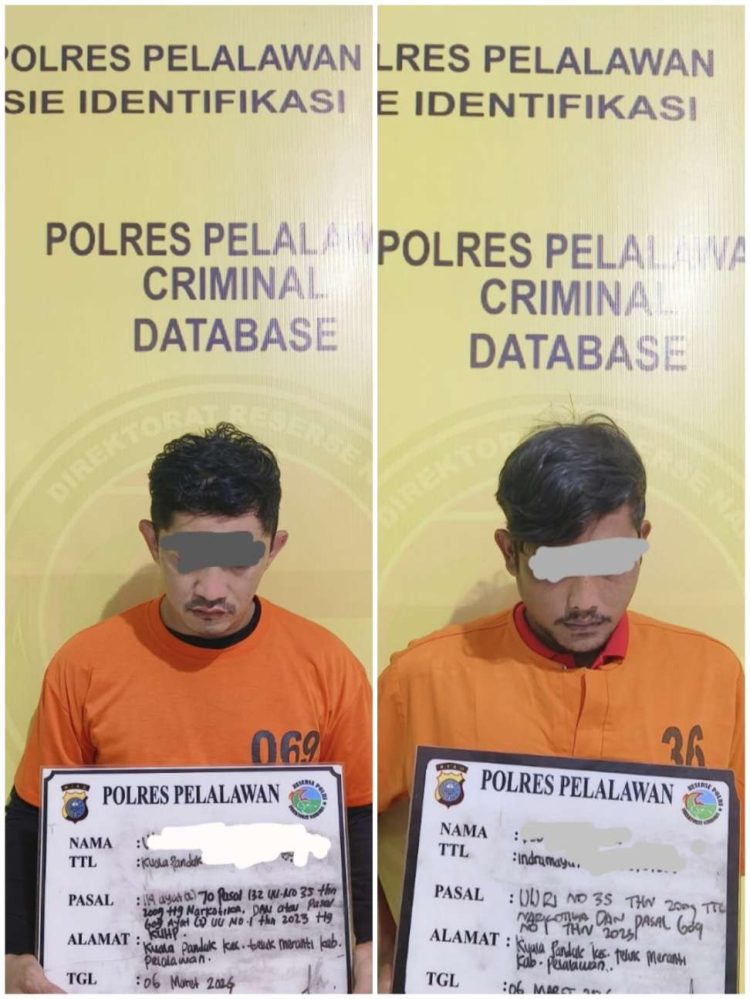 Sat Narkoba Polres Pelalawan amankan 2 Tersangka Narkoba di Pelalawan