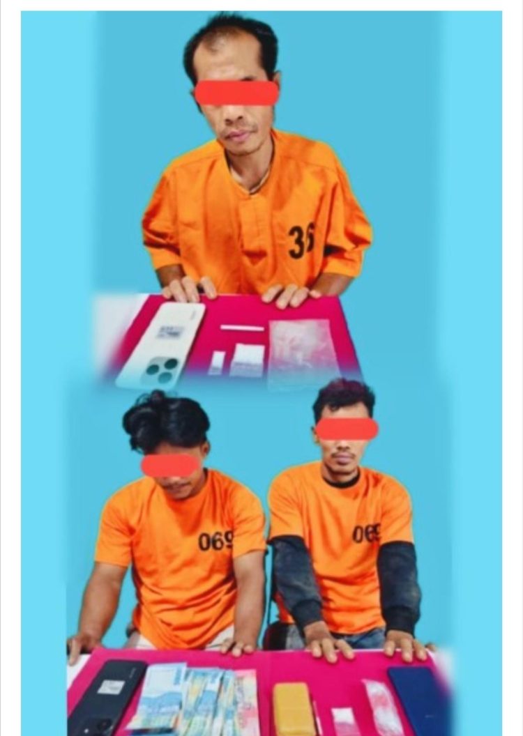 Diburu Hingga ke Pelosok Desa, Tim Opsnal Satresnarkoba Polres Pelalawan Tangkap Tiga Pengedar Narkoba