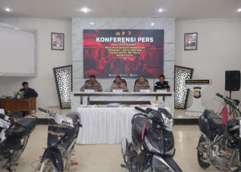 Polres Pelalawan Gelar Konferensi Pers tentang Curanmor di wilayah Polsek Ukui