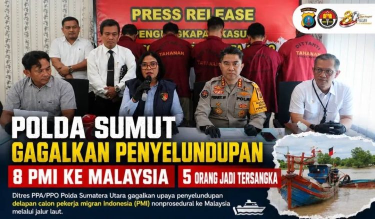 Polda Sumut Gagalkan Penyelundupan 8 PMI ke Malaysia, 5 Orang Jadi Tersangka