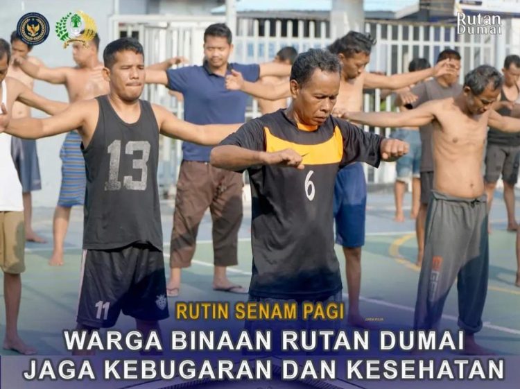 Rutin Senam Pagi, Warga Binaan Rutan Dumai Jaga Kebugaran dan Kesehatan