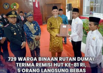 729 Warga Binaan Rutan Dumai Terima Remisi HUT ke-81 RI, 5 Orang Langsung Bebas