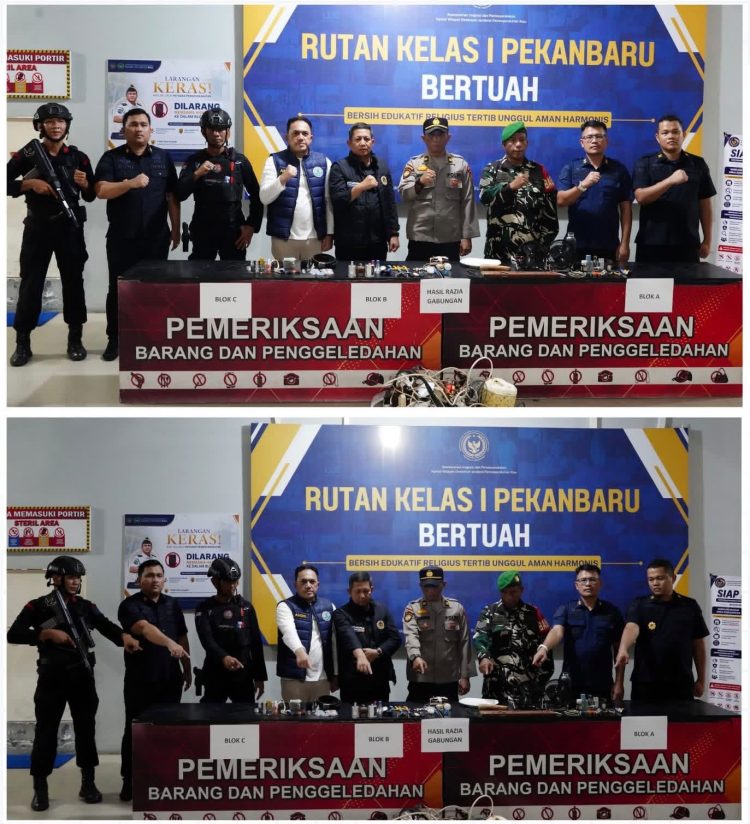 Kanwil Ditjenpas Riau Perkuat Deteksi Dini Keamanan Melalui Razia Gabungan di Rutan Kelas I Pekanbaru