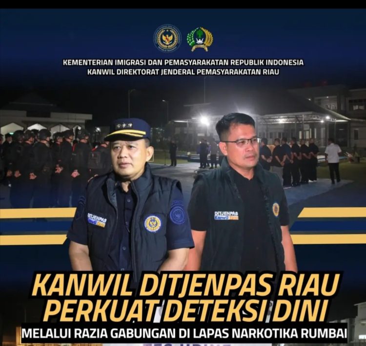 Kanwil Ditjenpas Riau Perkuat Deteksi Dini melalui Razia Gabungan di Lapas Narkotika Rumbai